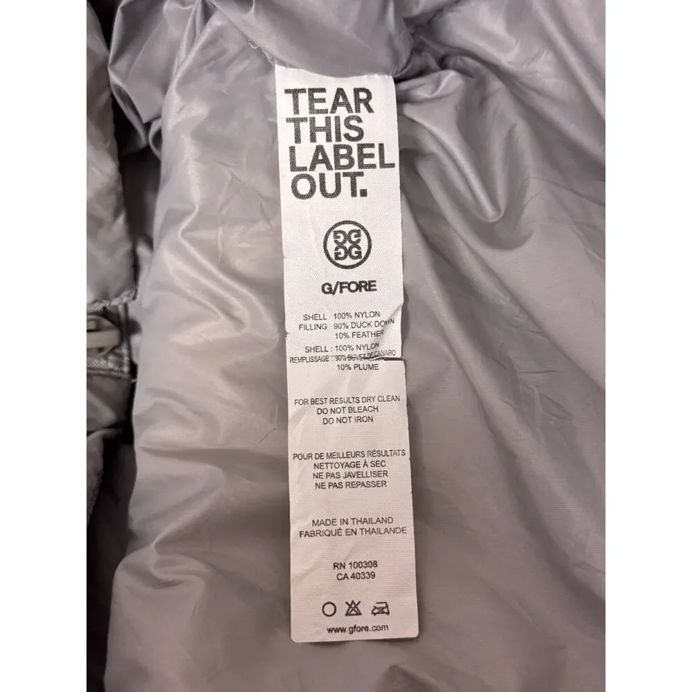 G/FORE Puffer Vest Medium Womens Gray Down Insulated Removable Hood - Picture 8 of 8